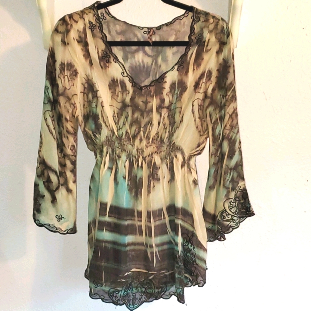 Sheer tie-dye flowy blouse - Size Medium